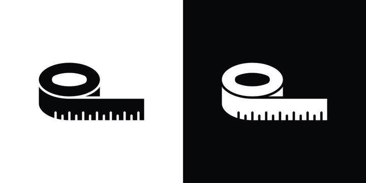 Meter tape icon, silhouette pictogram. black icon set