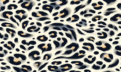 A stylish and modern seamless leopard animal print, an abstract representation of wildcat skin and fur texture for fashion design