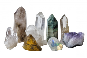 various crystals and rocks collection set