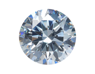 Single clear brilliant cut gem reflecting light on black