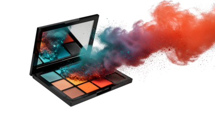 Colorful eyeshadow palette with vibrant pigment explosion