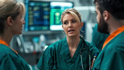 Medical team hospital surgery nurse doctor stethoscope scrub teamwork emergency focus urgency calm focused doctor stethoscope nurse team hospital - Powered by Adobe