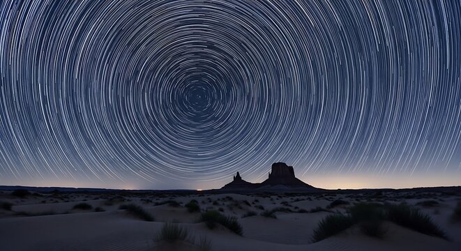 Star Trails Over Monument Valley - A Night Sky Spectacle.