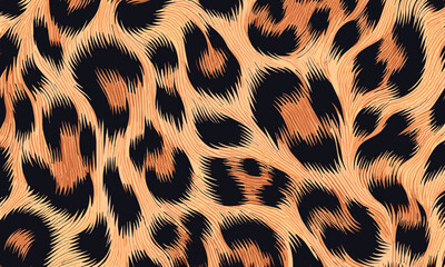 Detailed illustration of a wild animal leopard skin, showcasing the beautiful seamless fur texture and classic rosette pattern for fashion or backgrounds
