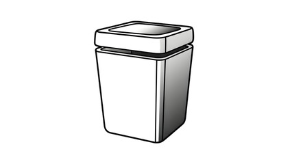 White trash can with lid, simple vector illustration, waste bin