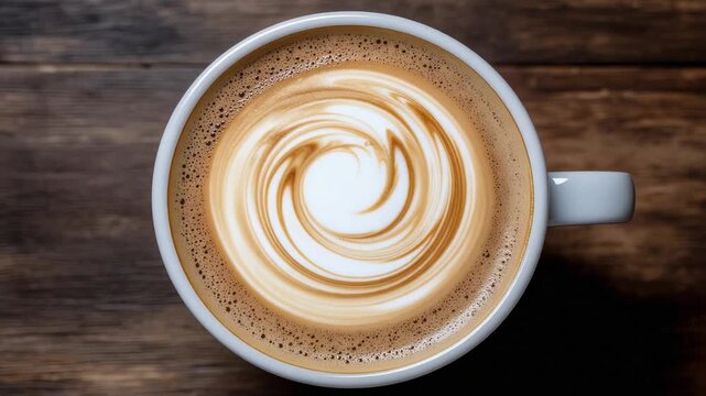 ミルクが渦を描きながら混ざるコーヒー動画素材