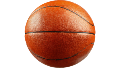 Basketball ball bouncing, playing hoops, engaging in game, a classic orange leather sporting equipment on transparent background