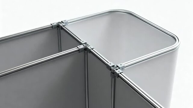 Medium shot showing flexible modular frames connected with quickrelease fasteners emphasizing seamless transformation for future customization