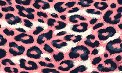 Seamless pink leopard print animal skin, a vibrant and abstract fur texture background illustration for contemporary fashion design