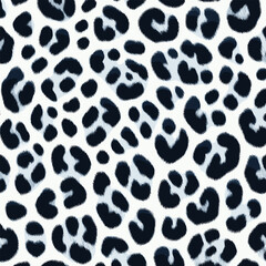 Seamless blue and black leopard animal print pattern, a stylish fur skin texture for fashion and design backgrounds