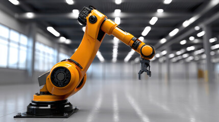 Fototapeta premium Advanced Robotic Arm in a Clean Environment with Realistic Details and Sophisticated Design Capable of Precise Operations and Manufacturing Tasks