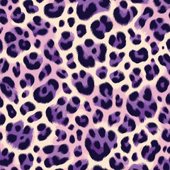 Trendy purple animal print background with a seamless leopard skin and fur texture, an abstract wildlife pattern design
