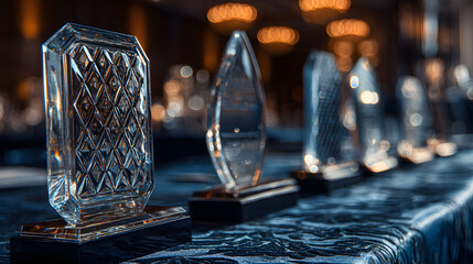 Celebration of achievement corporate award ceremony modern office event professional setting close-up view recognition of excellence