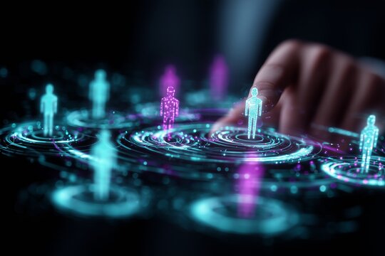 Innovative Digital Representation of Human Connections through Virtual Interfaces and Data Visualization in a Futuristic Context