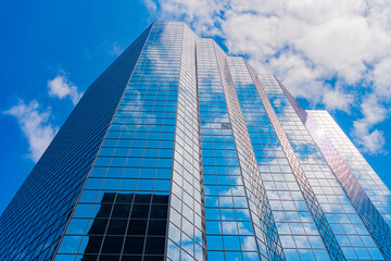 Minimalist glass architecture. Business skyscraper building. Architectural building business...