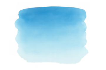 Blue watercolor brush stroke with gradient effect on transparent background. Artist creating painted texture element