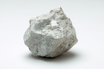 Fototapeta premium Light gray rock specimen, irregular shape, on white background