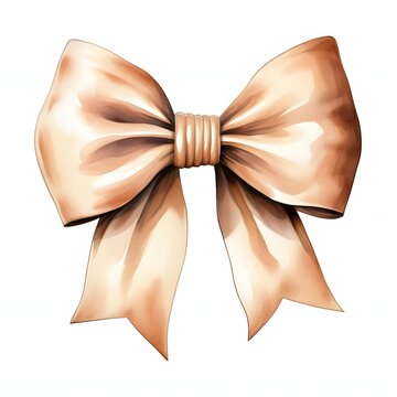 Elegant shiny peach bow isolated on white background