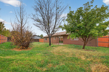 Obraz premium Quiet Autumn Garden, Peaceful Autumnthemed Outdoor Space With Mature Trees And Decorative Plants