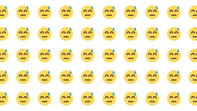 Repeating pattern of the anxious face with sweat emoji. Perfect for social media posts, websites, backgrounds, and merchandise designs.