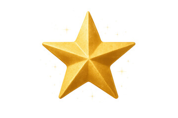 Golden 3d star rating symbol representing success, victory, award, and high-quality status on transparent background