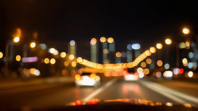 Stunning city nightscape with blurred lights creating a dynamic and vibrant atmosphere for urban photography enthusiasts