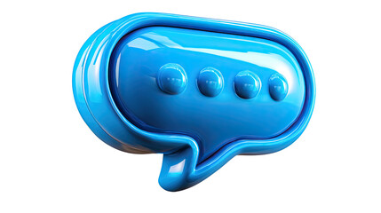 Fototapeta premium Chat Bubble in Focus: A vibrant 3D rendering of a classic chat bubble, rendered in a striking blue hue, perfectly captures the essence of digital communication and virtual conversation.