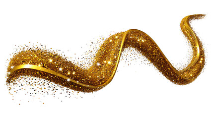 Obraz premium Golden Stream of Glitter: A flowing ribbon of golden glitter gracefully swirls, casting a spell of enchantment and celebration, inviting to dreams of festive moments.
