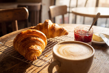 French breakfast with croissant