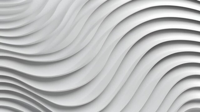 Elegant white wave pattern background for modern design, 3D rendering of textured surface