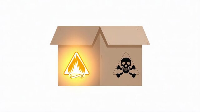 Hazardous Materials Box: Flammable and Toxic Symbols Displayed