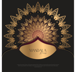 Mandala design round luxury design golden brush text.