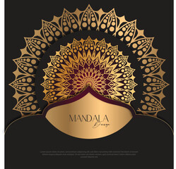 Mandala design  luxury Background  design golden brush text.