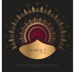 Mandala design  luxury Background  design golden brush text.