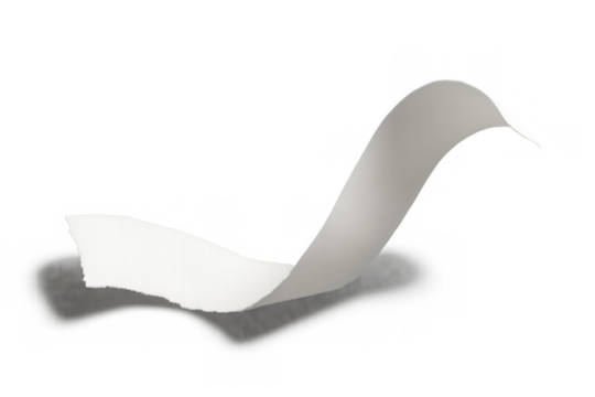 Torn paper strip floating with shadow, white scrap and curved edges on a transparent background, copy space element - Powered by Adobe