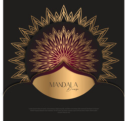 Mandala design  luxury Background  design golden brush text.