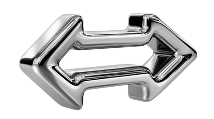 Arrow design in shiny chrome: A sleek, chrome arrow, a symbol of direction, choice, and forward motion. Its polished surface reflects a modern aesthetic. 
