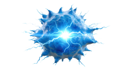 Microscopic Marvel: A striking close-up of a cell structure showcases a captivating display of intense blue energy, illuminating intricate details. 