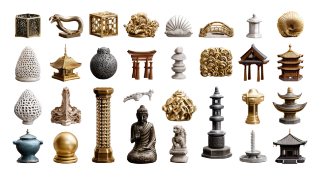 Ancient Cultural Artefacts: A captivating ensemble of intricate sculptures, each a unique testament to cultural heritage. These timeless relics tell stories of civilization and art.