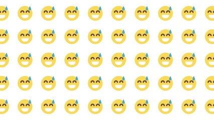 Repeating pattern of slightly smiling anxious face emojis. Perfect for social media content, mental health awareness graphics, and communication design projects.