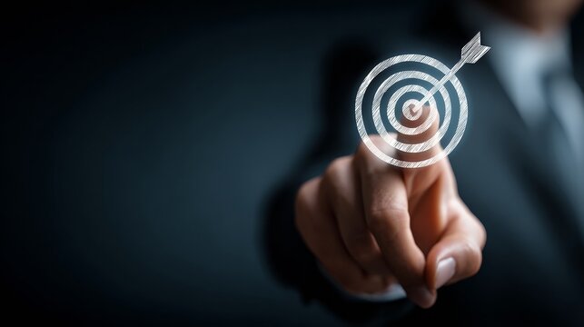 A Businessman Strategically Aiming to Hit a Target with Precision and Focus Reminiscent of Success and Goal Achievement