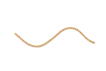 Elegant golden chain in a graceful wavy pattern, isolated on transparent background