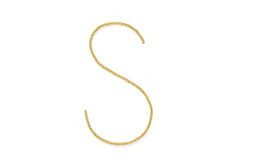 Golden uppercase letter S with decorative texture, isolated on transparent background