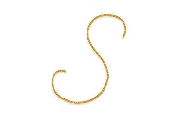 Luxurious ornate golden cursive letter S, isolated on transparent background