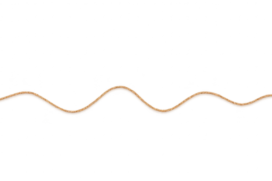 Wavy textured brown rope or cord, isolated on a transparent background, design element.