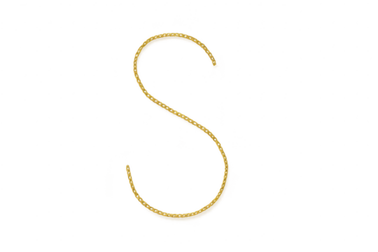 Golden uppercase letter S with decorative texture, isolated on transparent background