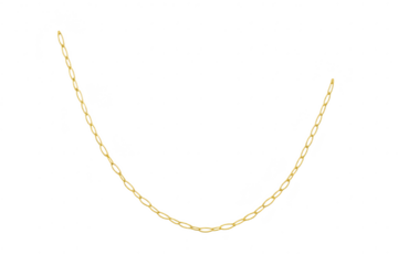 Golden braided chain in a graceful U-shape, isolated on transparent background
