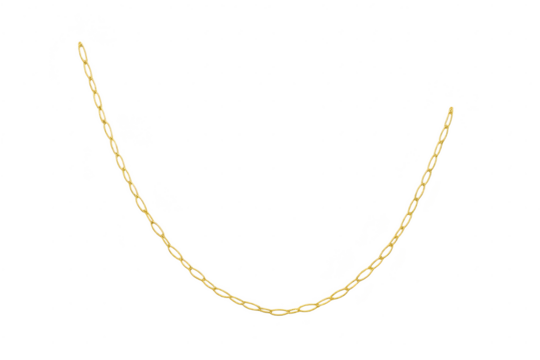 Golden braided chain in a graceful U-shape, isolated on transparent background