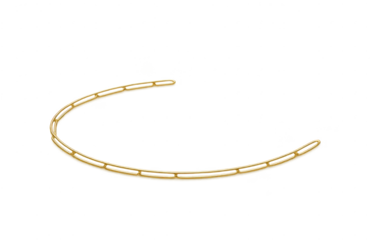 Golden open-ended choker, modern minimalist, isolated on transparent background.