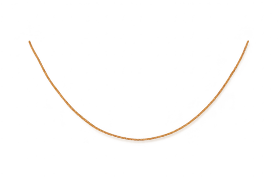 Elegant curved light brown leather strap, isolated on a transparent background.